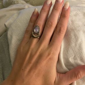 Moon stone silver ring